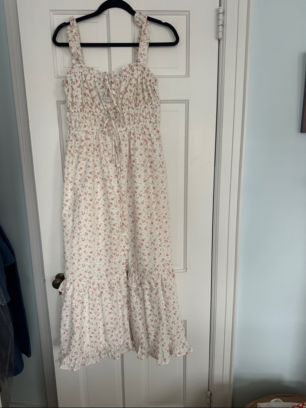 Storia Cream Maxi Dress with Pink Floral Print